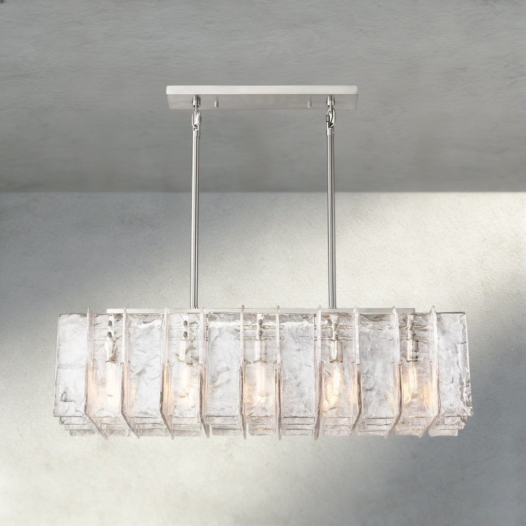 Lattice Clear Glass Rectangular Chandelier 49", 67"-Chandelier-Manorlights
