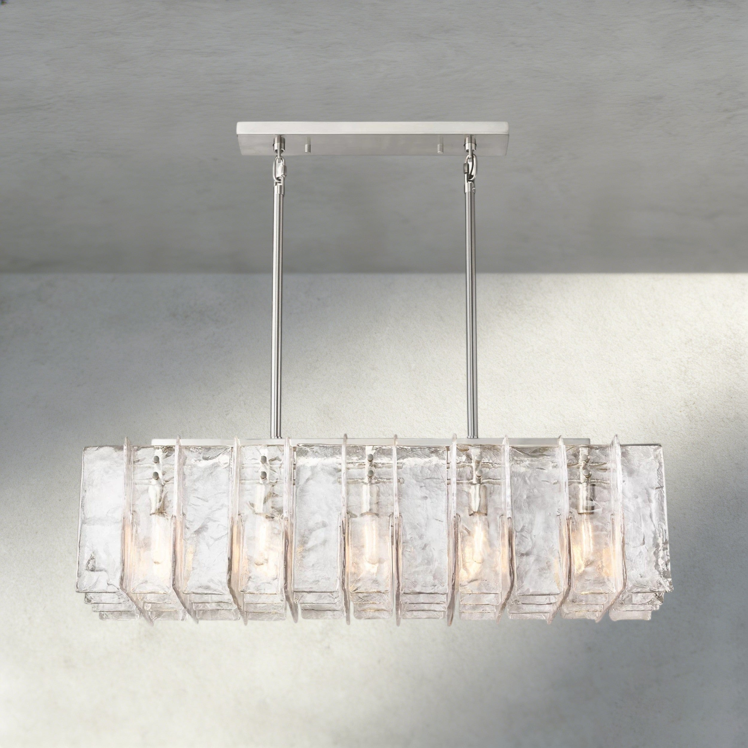 Lattice Clear Glass Rectangular Chandelier 49", 67"-Chandelier-Manorlights