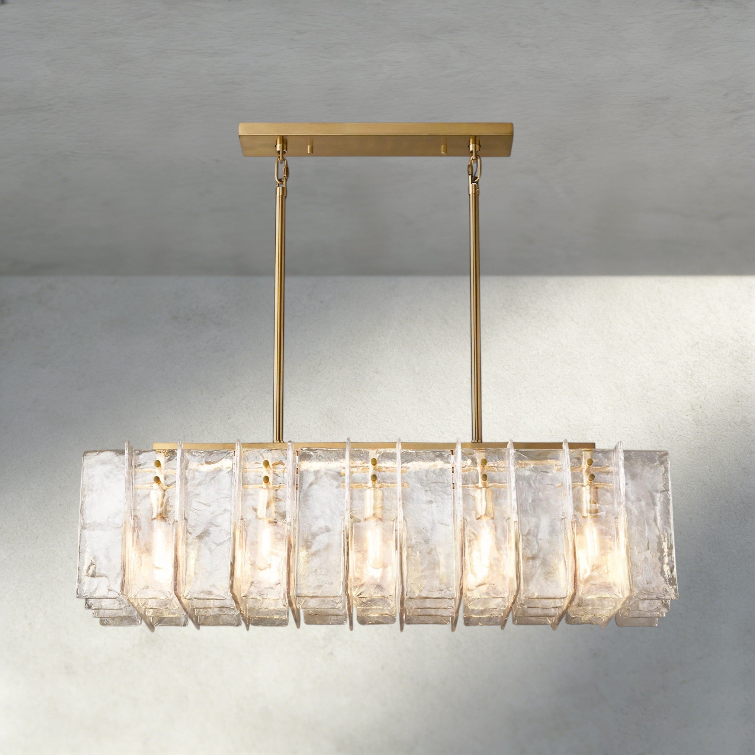 Lattice Clear Glass Rectangular Chandelier 49", 67"-Chandelier-Manorlights