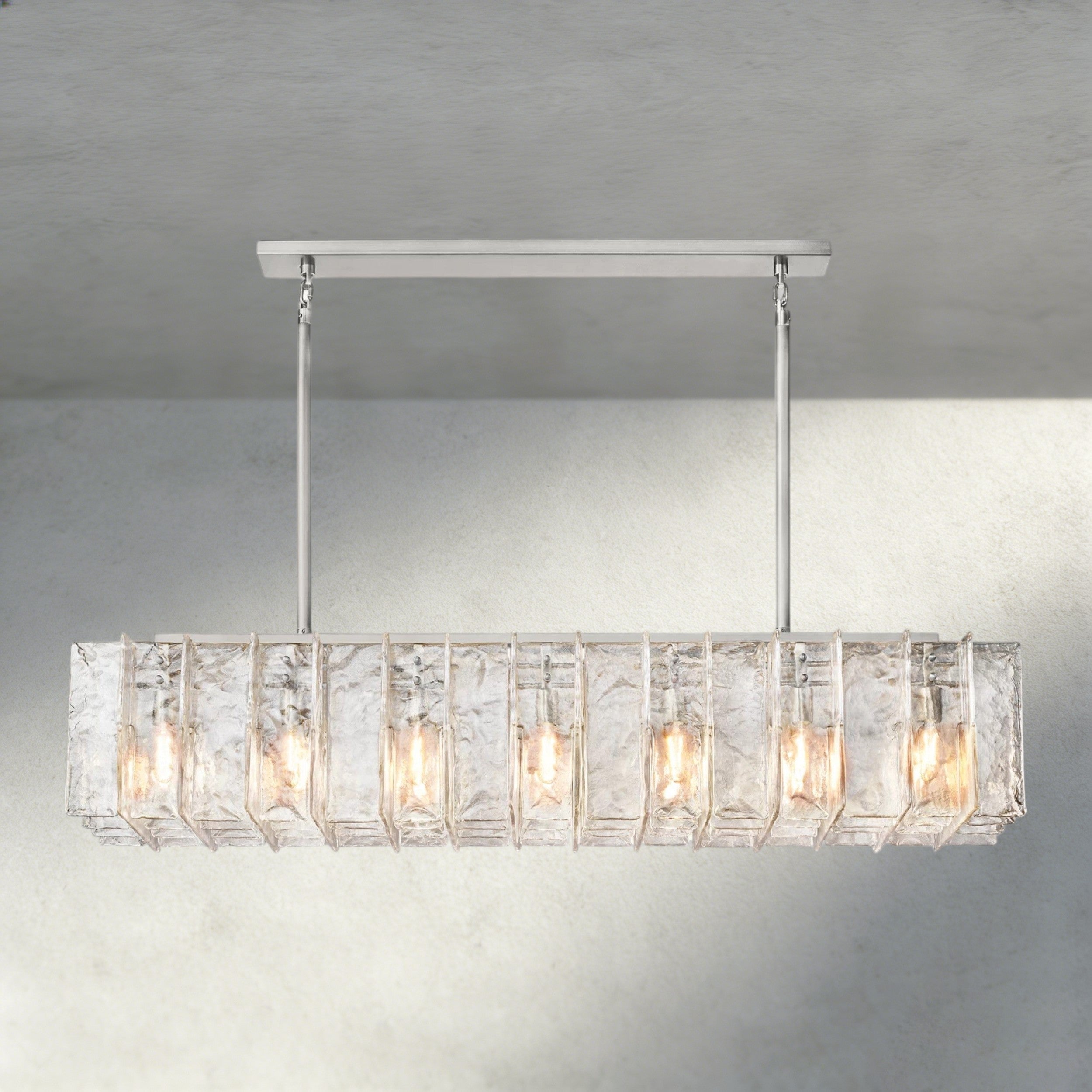 Lattice Clear Glass Rectangular Chandelier 49", 67"-Chandelier-Manorlights
