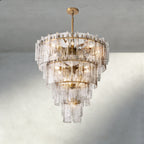 Lattice Clear Glass Tiered Round Chandelier 36", 47"-Chandelier-Manorlights