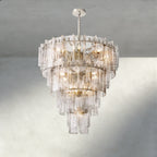 Lattice Clear Glass Tiered Round Chandelier 36", 47"-Chandelier-Manorlights