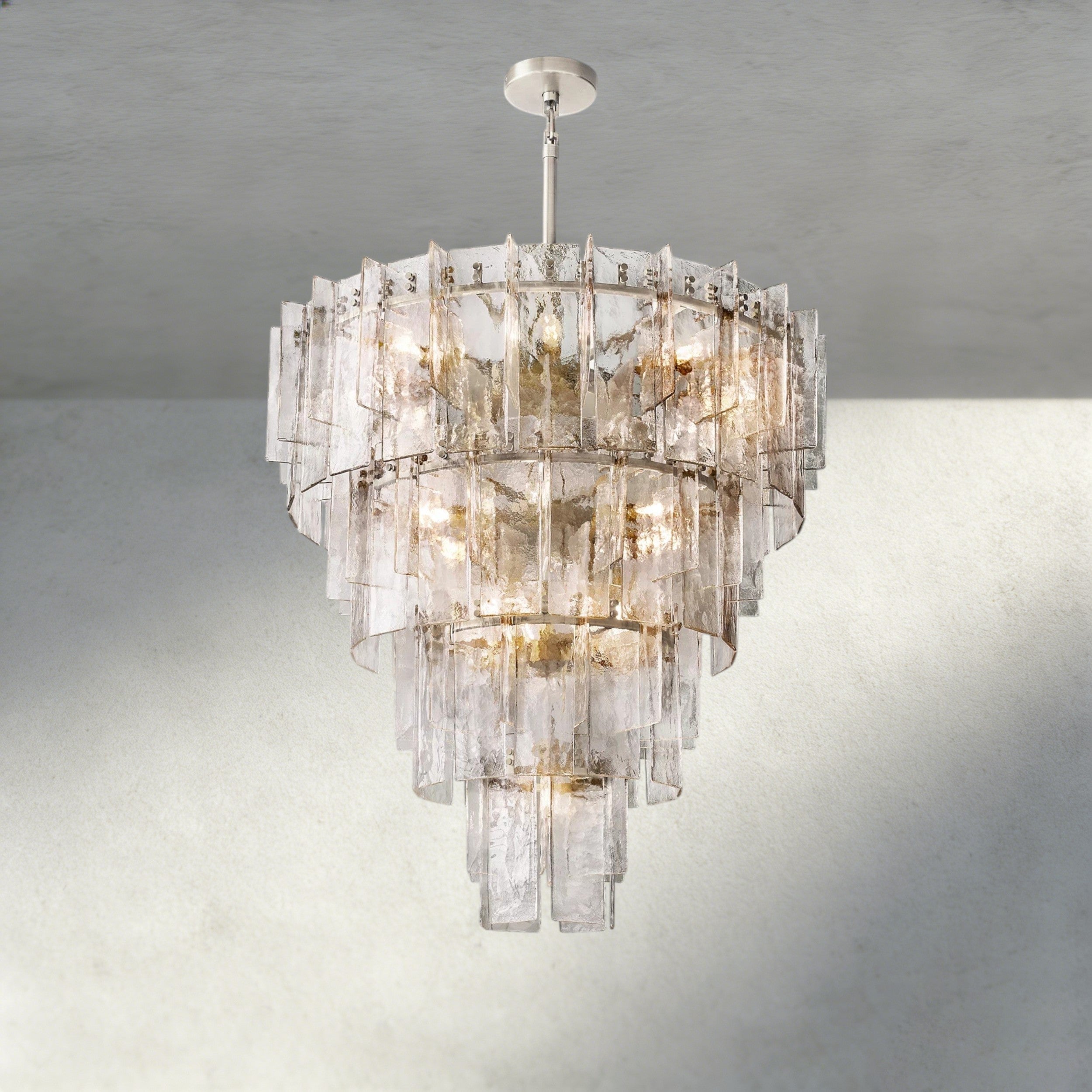 Lattice Clear Glass Tiered Round Chandelier 36", 47"-Chandelier-Manorlights