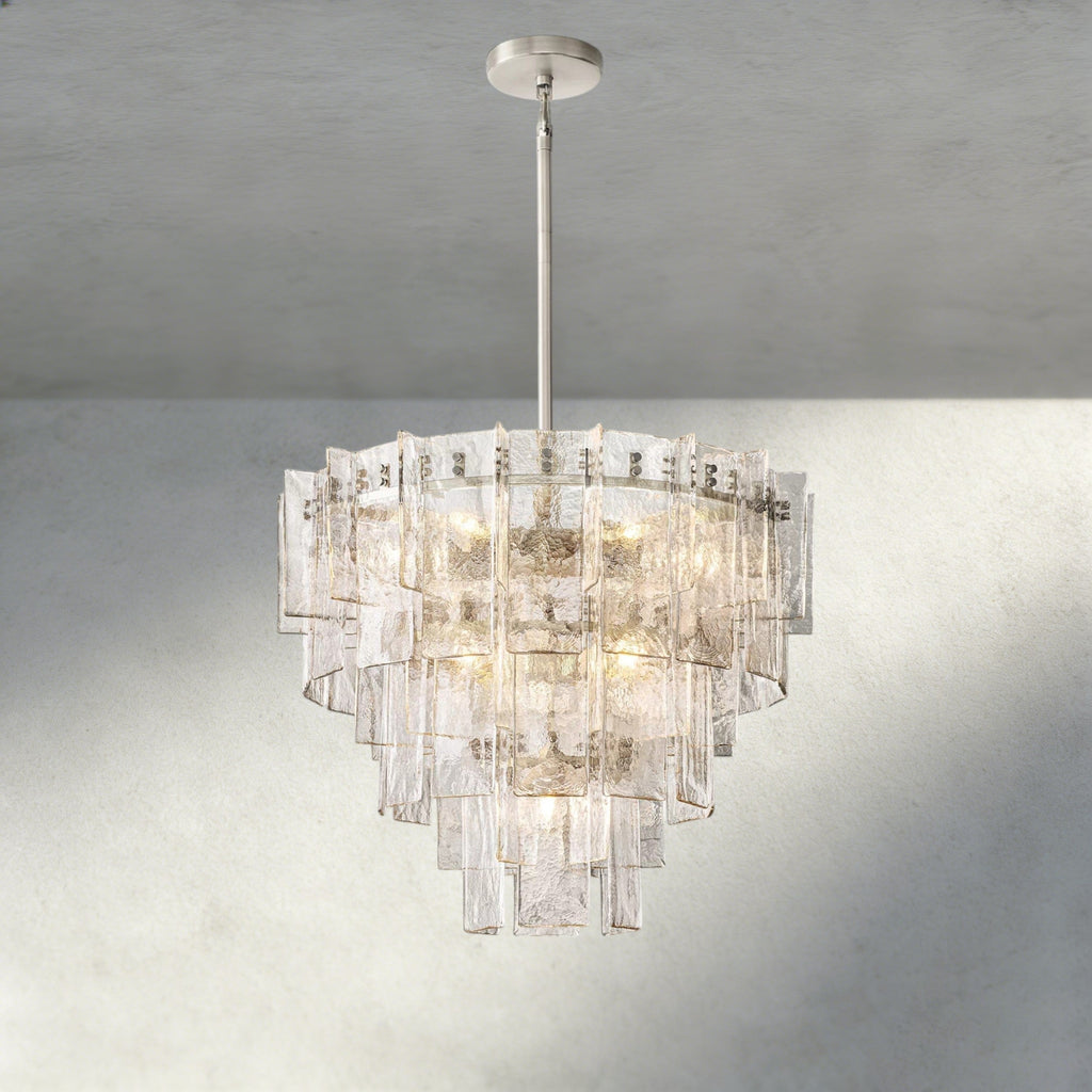 Lattice Clear Glass Tiered Round Chandelier 36", 47"-Chandelier-Manorlights