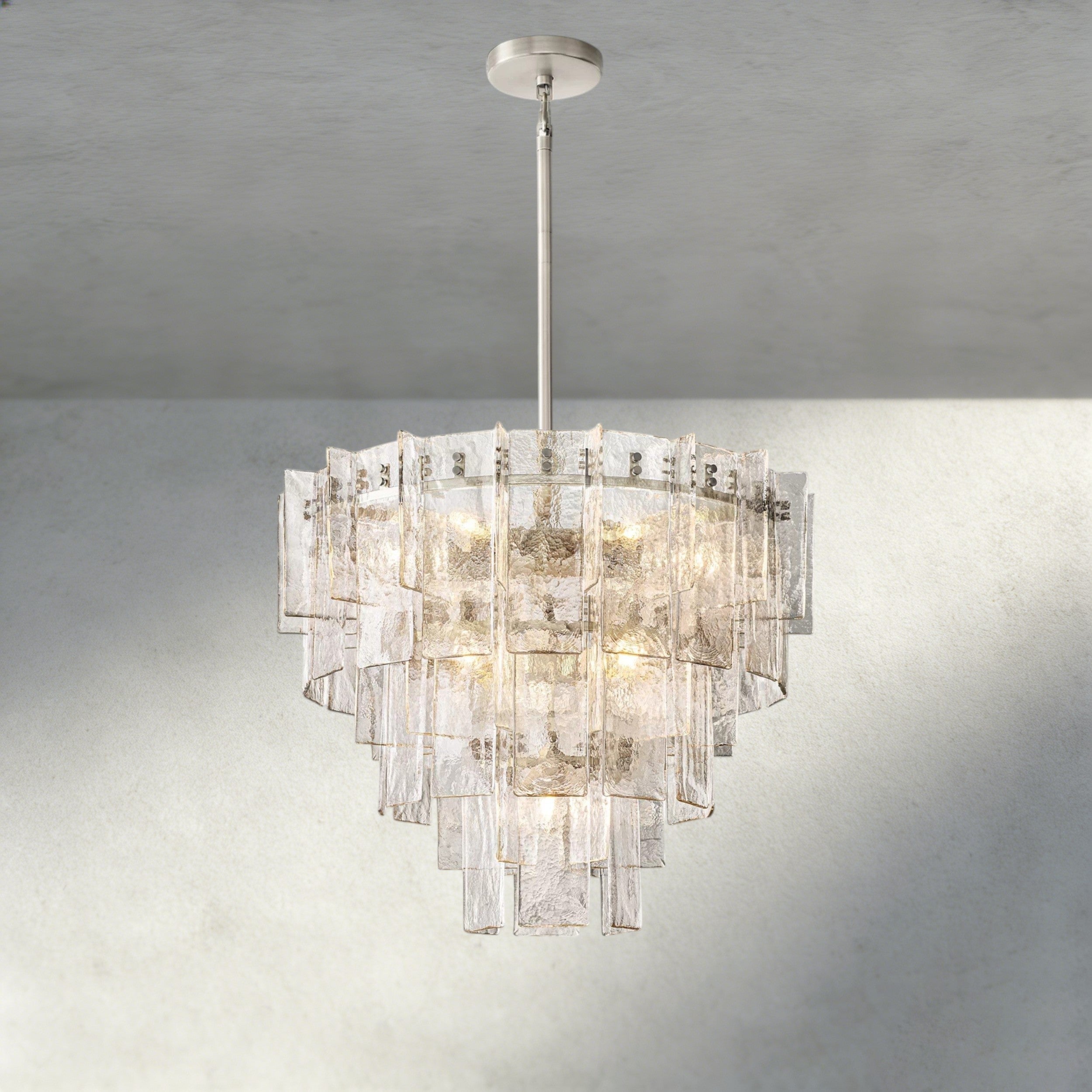 Lattice Clear Glass Tiered Round Chandelier 36", 47"-Chandelier-Manorlights