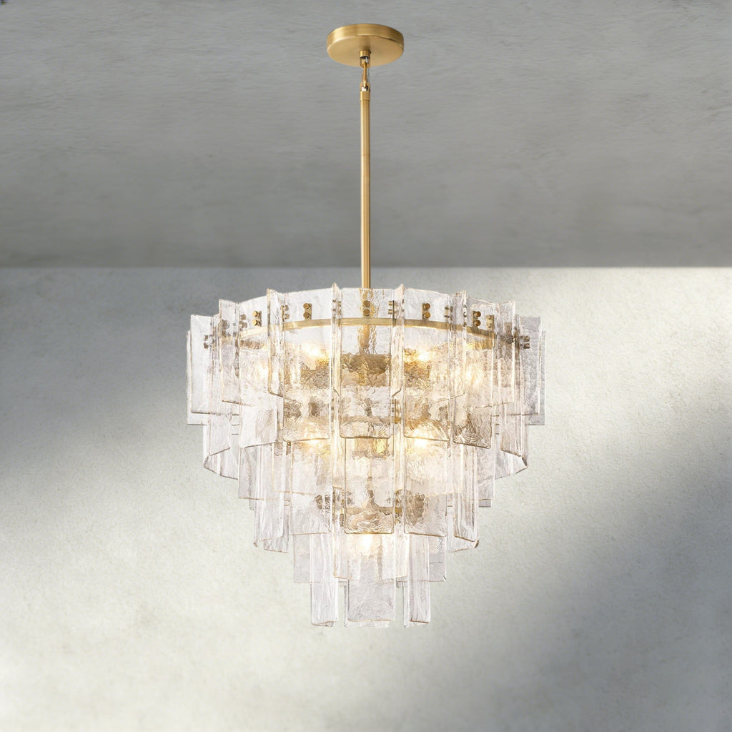 Lattice Clear Glass Tiered Round Chandelier 36", 47"-Chandelier-Manorlights