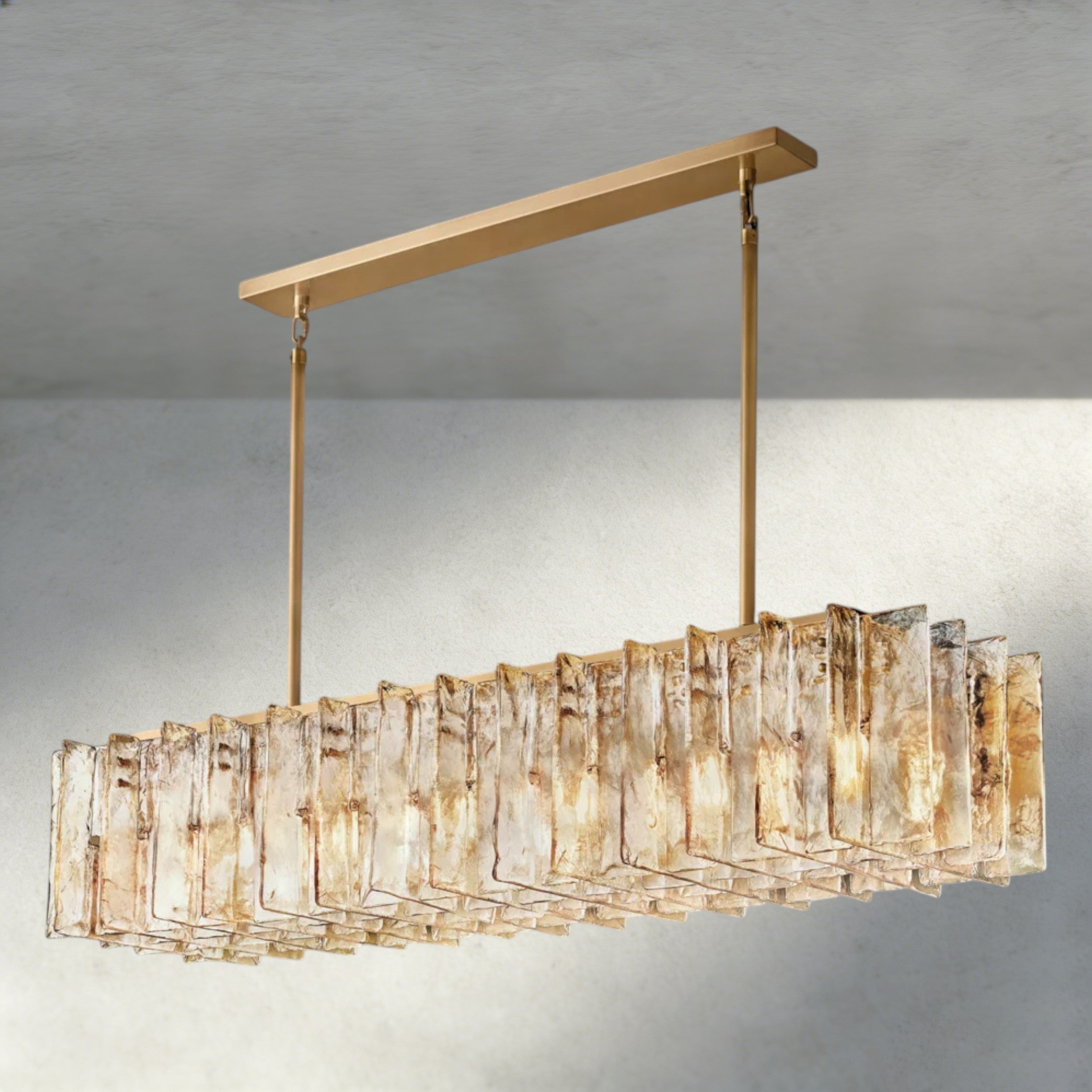 Lattice Smoke Glass Linear Chandelier 49", 67"-Chandelier-Manorlights