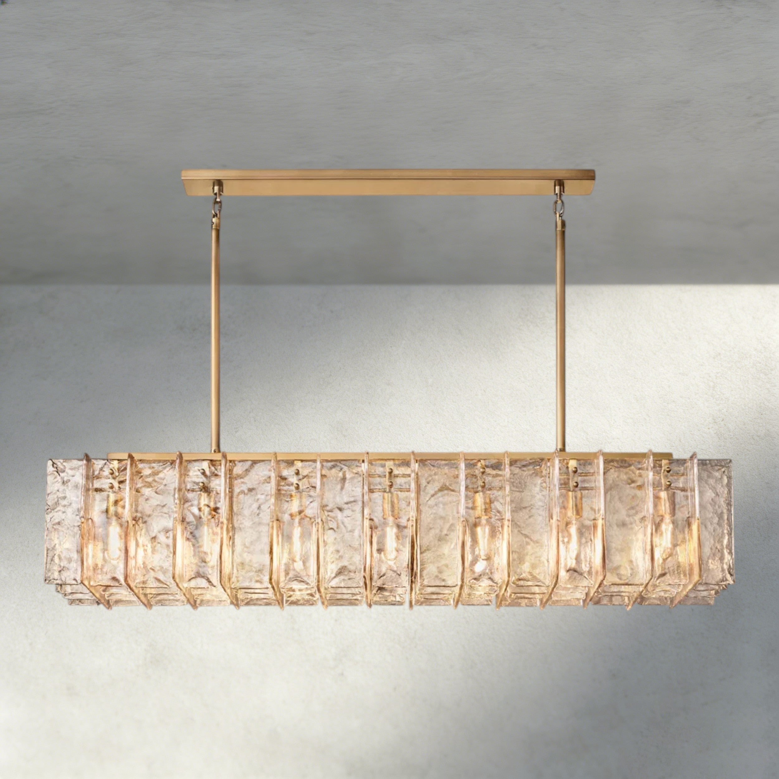 Lattice Smoke Glass Linear Chandelier 49", 67"-Chandelier-Manorlights