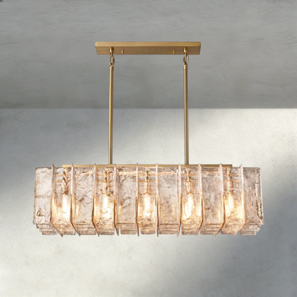 Lattice Smoke Glass Linear Chandelier 49", 67"-Chandelier-Manorlights