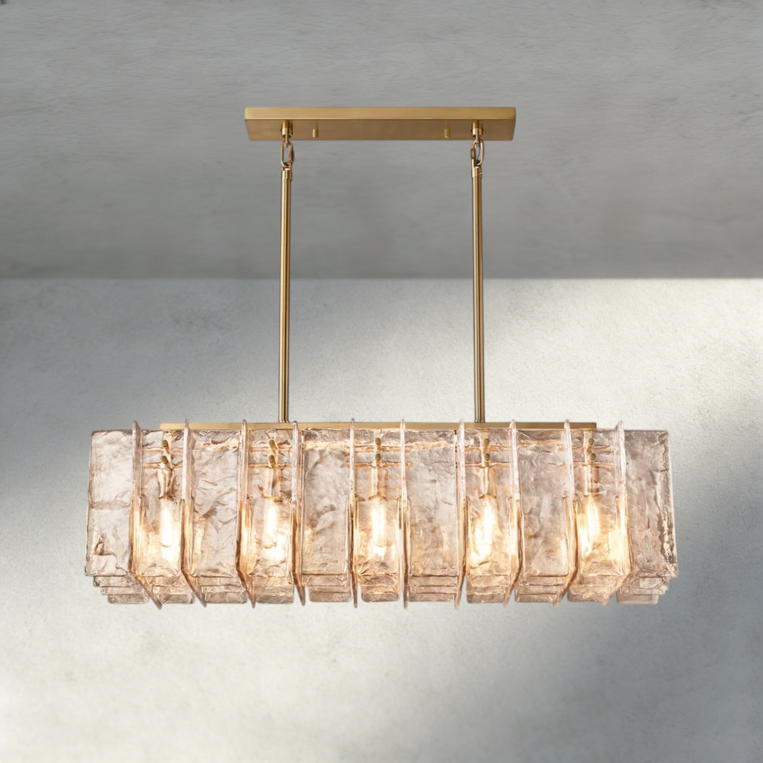 Lattice Smoke Glass Linear Chandelier 49", 67"-Chandelier-Manorlights