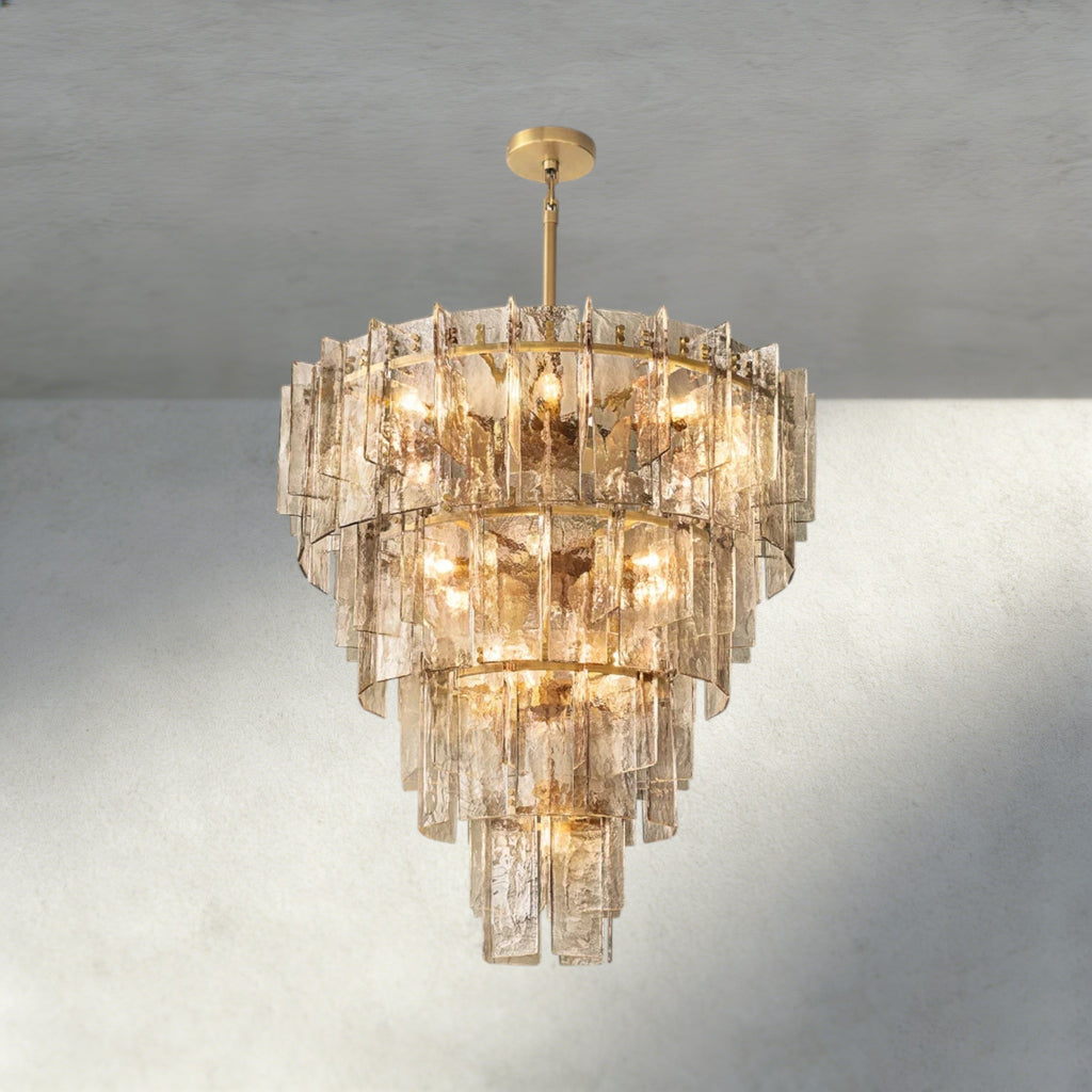 Lattice Smoke Glass Tiered Round Chandelier 36", 47"-Chandelier-Manorlights