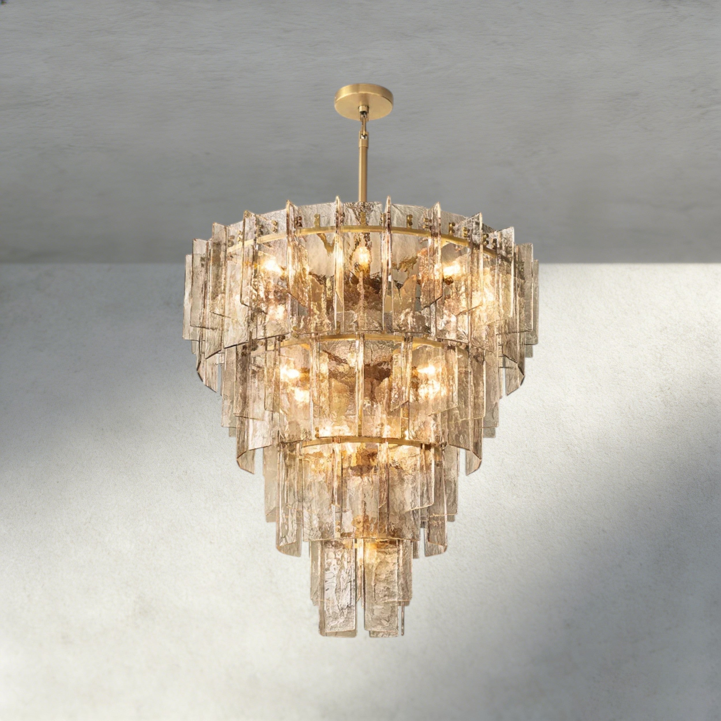 Lattice Smoke Glass Tiered Round Chandelier 36", 47"-Chandelier-Manorlights
