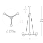 Letitia Crystal Chandelier 3 Light - Manor Lights