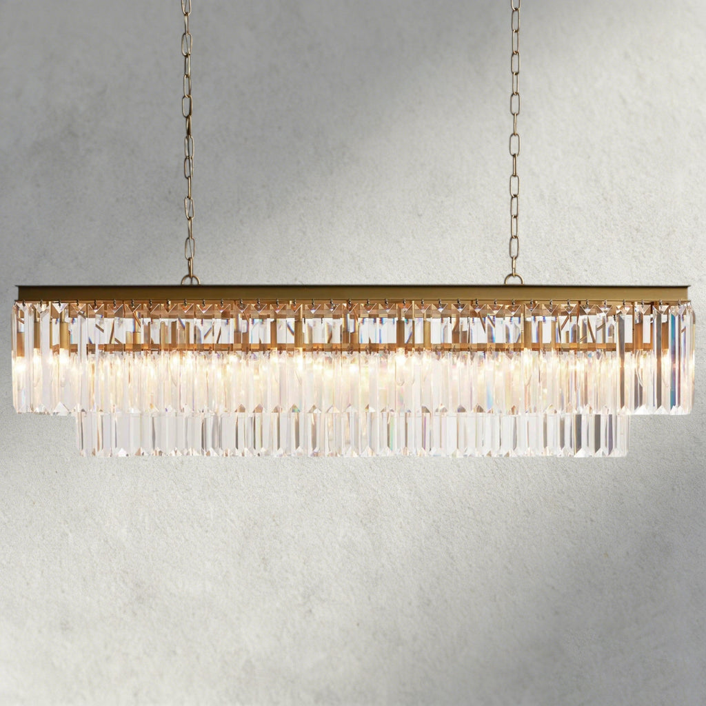 Brass Leyland Tiered Rectangular Chandelier
