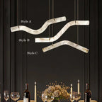 Liberty Curved Pendant Alabaster Chandelier, Pendant Light Over Dining Table-Manorlights