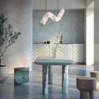Liberty Curved Pendant Alabaster Chandelier, Pendant Light Over Dining Table-Manorlights