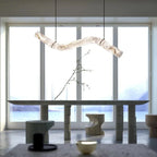 Liberty Curved Pendant Alabaster Chandelier, Pendant Light Over Dining Table-Manorlights
