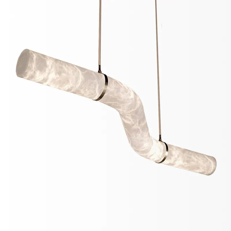 Liberty Curved Pendant Alabaster Chandelier, Pendant Light Over Dining Table-Manorlights