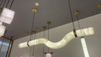 Liberty Curved Pendant Alabaster Chandelier, Pendant Light Over Dining Table-Manorlights