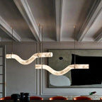 Liberty Curved Pendant Alabaster Chandelier, Pendant Light Over Dining Table-Manorlights