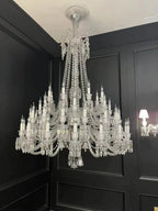 Light Luxury Classic Long Version Tiered Candle Light Crystal Chandelier for High-ceiling Rooms/Living Room - 84 Lights/D79.92"*H124.8"/225kgWithout LampshadeWarm LightManorlights