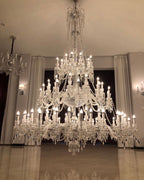 Light Luxury Classic Long Version Tiered Candle Light Crystal Chandelier for High-ceiling Rooms/Living Room - 84 Lights/D79.92"*H124.8"/225kgWithout LampshadeWarm LightManorlights