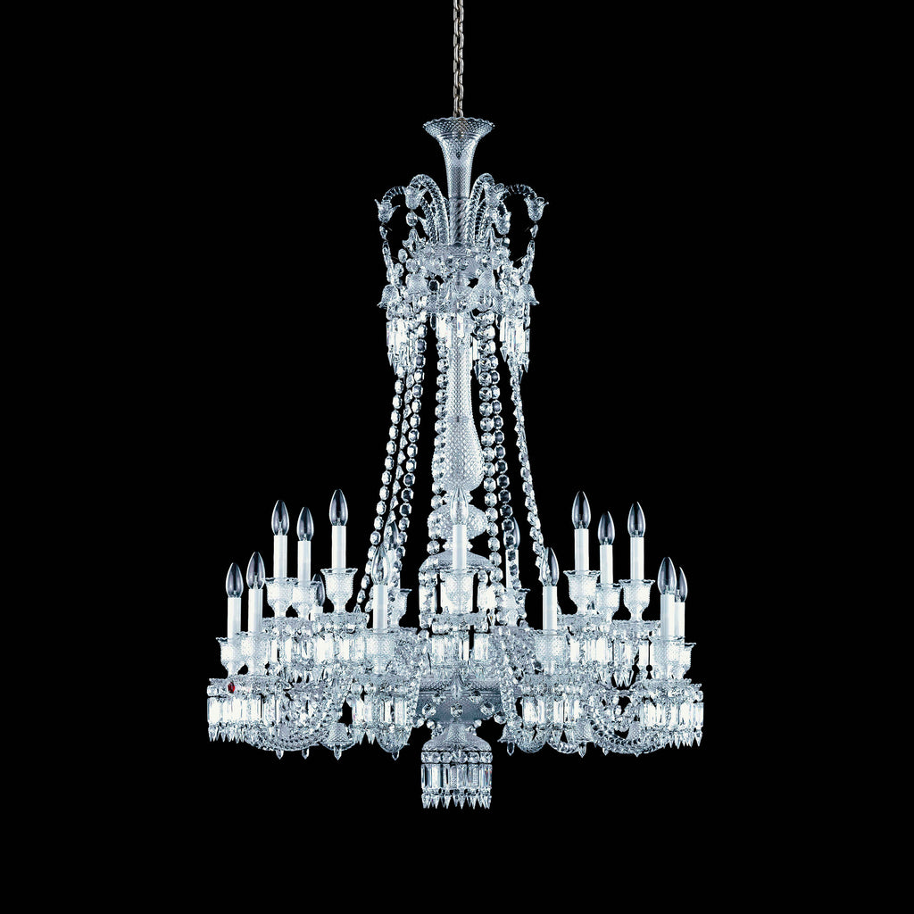 Light Luxury Classic Long Version Tiered Candle Light Crystal Chandelier for High-ceiling Rooms/Living Room - 18 Lights/D40.16"*H53.94"Without LampshadeWarm LightManorlights