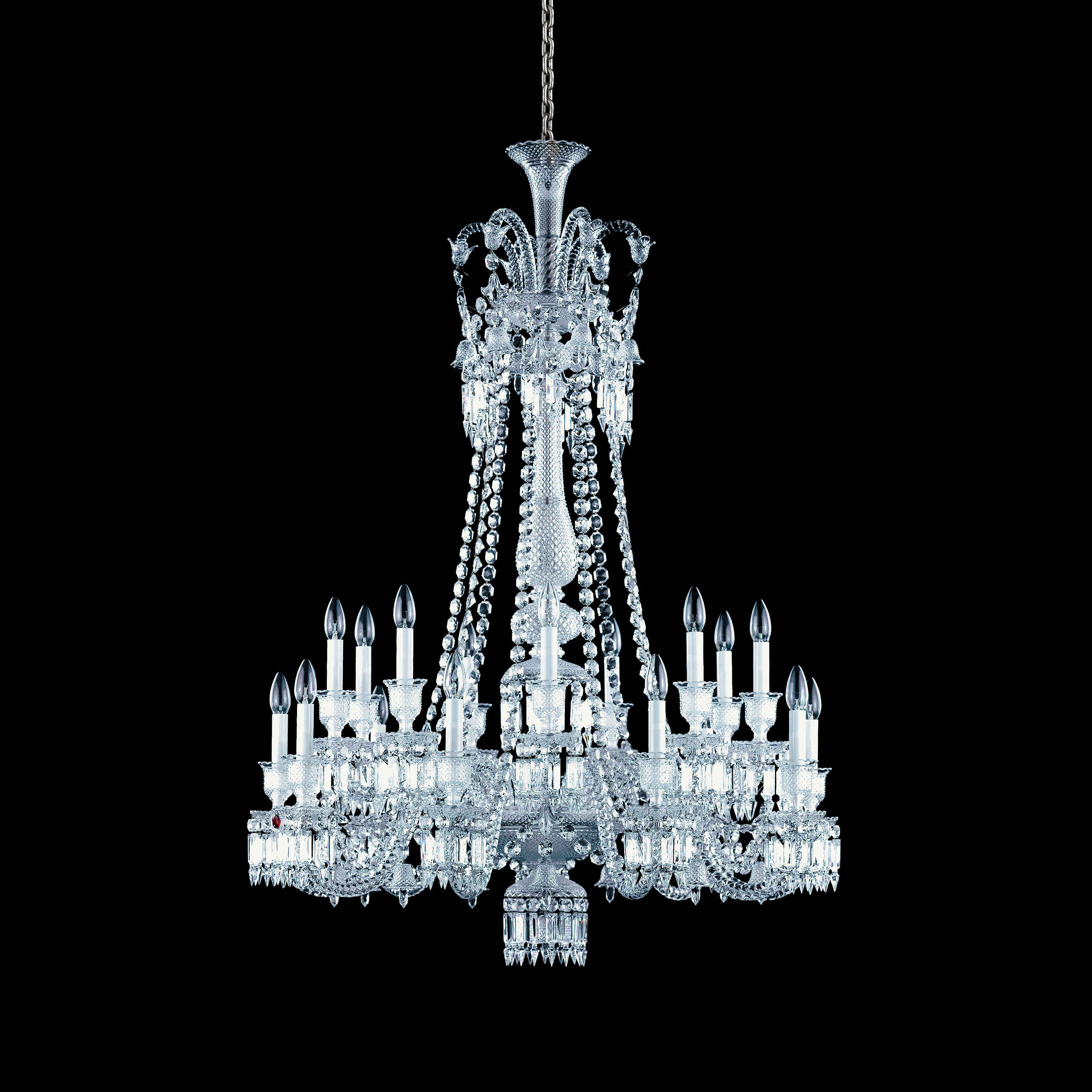 Light Luxury Classic Long Version Tiered Candle Light Crystal Chandelier for High-ceiling Rooms/Living Room - 18 Lights/D40.16"*H53.94"Without LampshadeWarm LightManorlights