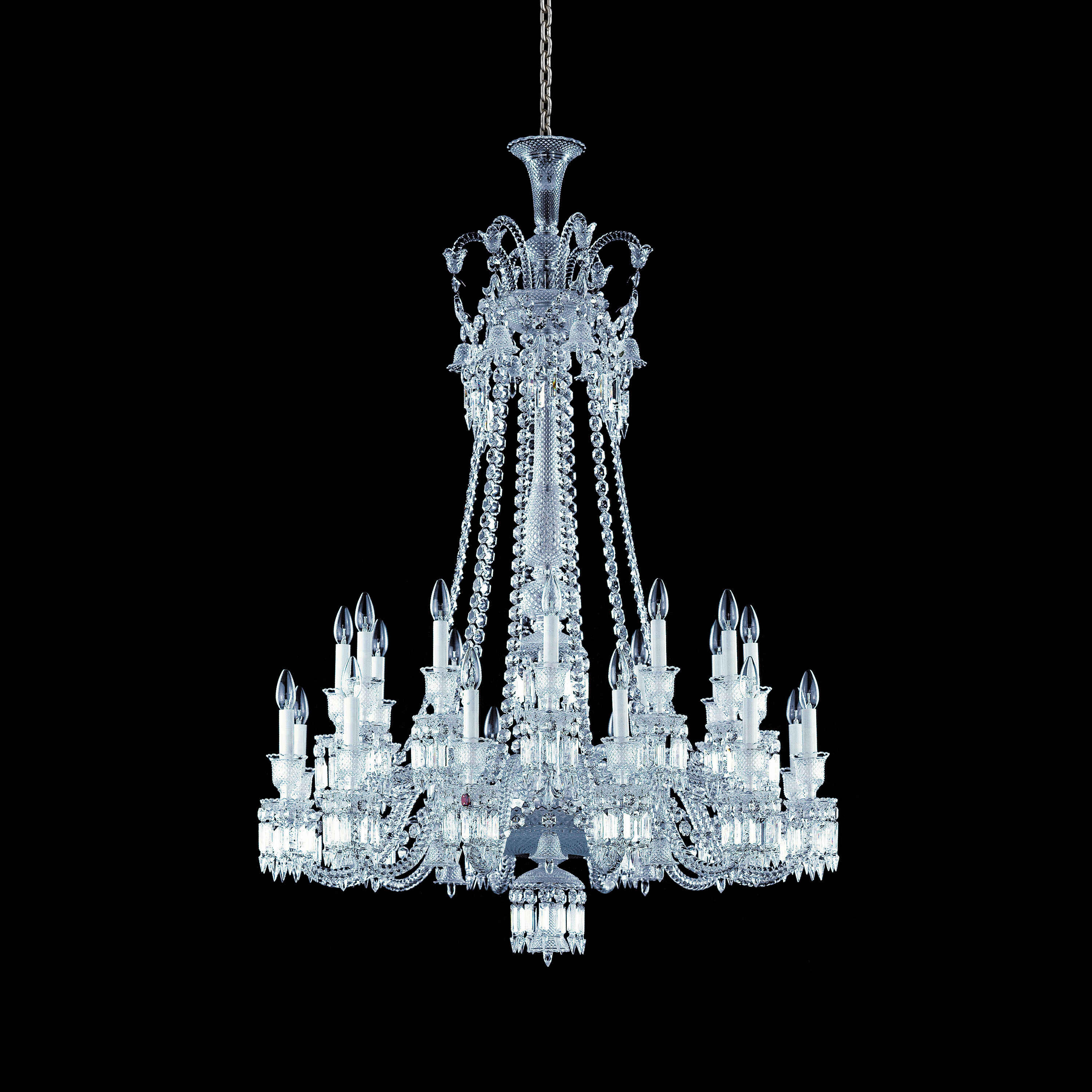 Light Luxury Classic Long Version Tiered Candle Light Crystal Chandelier for High-ceiling Rooms/Living Room - 8 Lights/D26.38"*H44.49"Without LampshadeWarm LightManorlights