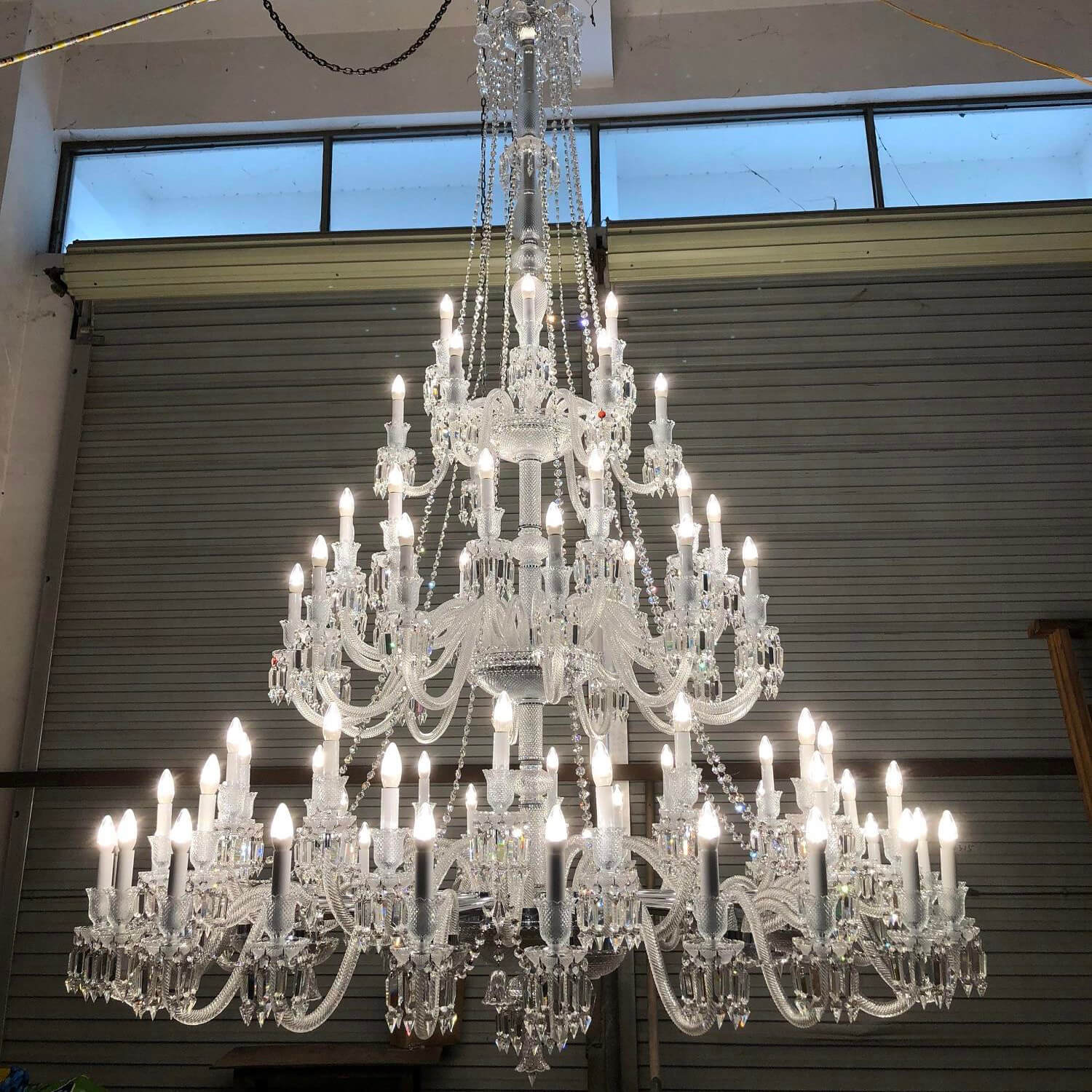 Light Luxury Classic Long Version Tiered Candle Light Crystal Chandelier for High-ceiling Rooms/Living Room - 84 Lights/D79.92"*H124.8"/225kgWithout LampshadeWarm LightManorlights