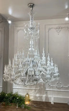 Light Luxury Classic Long Version Tiered Candle Light Crystal Chandelier for High-ceiling Rooms/Living Room - 84 Lights/D79.92"*H124.8"/225kgWithout LampshadeWarm LightManorlights