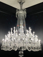 Light Luxury Classic Long Version Tiered Candle Light Crystal Chandelier for High-ceiling Rooms/Living Room - 84 Lights/D79.92"*H124.8"/225kgWithout LampshadeWarm LightManorlights