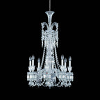 Light Luxury Classic Long Version Tiered Candle Light Crystal Chandelier for High-ceiling Rooms/Living Room - 8 Lights/D26.38"*H44.49"Without LampshadeWarm LightManorlights