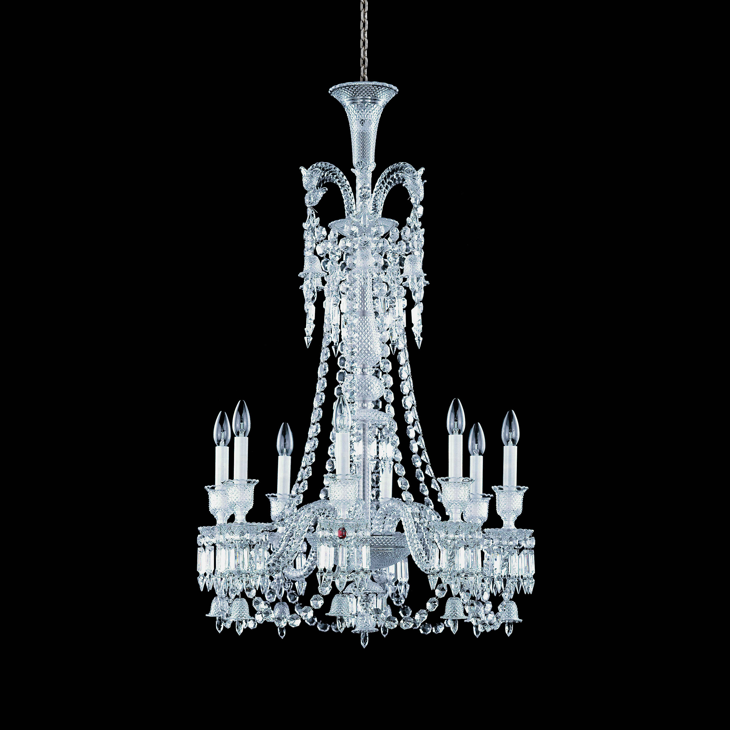 Light Luxury Classic Long Version Tiered Candle Light Crystal Chandelier for High-ceiling Rooms/Living Room - 8 Lights/D26.38"*H44.49"Without LampshadeWarm LightManorlights