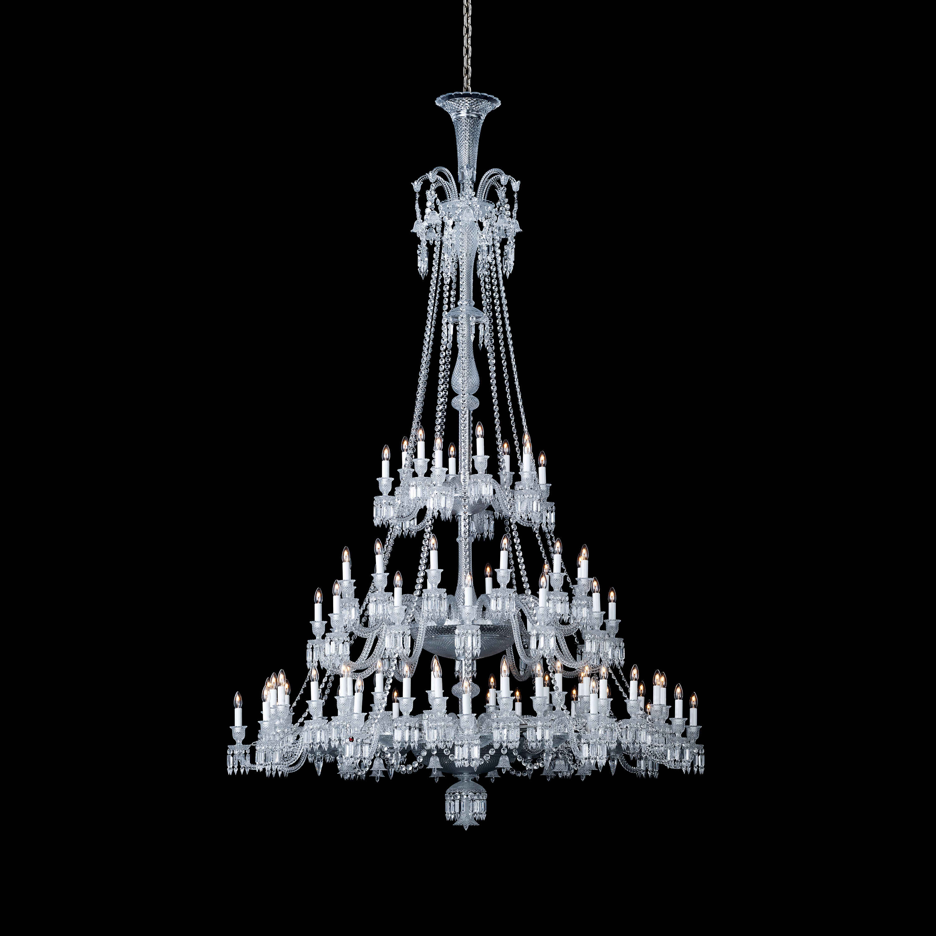 Light Luxury Classic Long Version Tiered Candle Light Crystal Chandelier for High-ceiling Rooms/Living Room - 84 Lights/D79.92"*H124.8"/225kgWithout LampshadeWarm LightManorlights