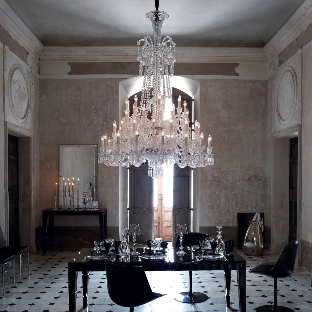 Light Luxury Classic Long Version Tiered Candle Light Crystal Chandelier for High-ceiling Rooms/Living Room - 48 Lights/D55.12"*H77.95"/118kgWithout LampshadeWarm LightManorlights