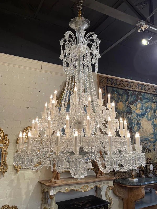 Light Luxury Classic Long Version Tiered Candle Light Crystal Chandelier for High-ceiling Rooms/Living Room - 48 Lights/D55.12"*H77.95"/118kgWithout LampshadeWarm LightManorlights