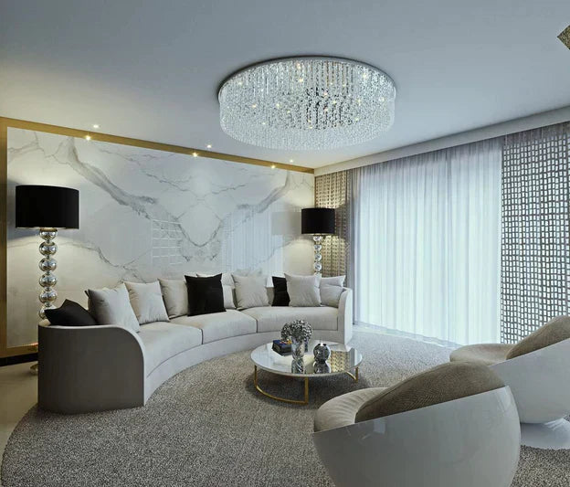 Light Luxury Round/Oval Flush Mount Crystal Chandelier-Chandeliers-Manorlights