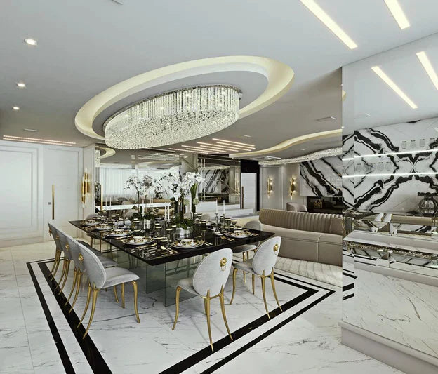 Light Luxury Round/Oval Flush Mount Crystal Chandelier-Chandeliers-Manorlights