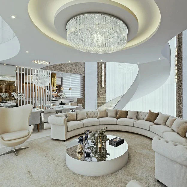 Light Luxury Round/Oval Flush Mount Crystal Chandelier-Chandeliers-Manorlights