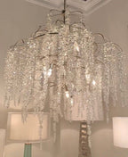 Light Luxury Silver Flower Branch Chandelier with Icicle Details for Bedroom Dining Room and Hallway - 9 Lights/D 23.6"*H 27.8"Warm LightManorlights