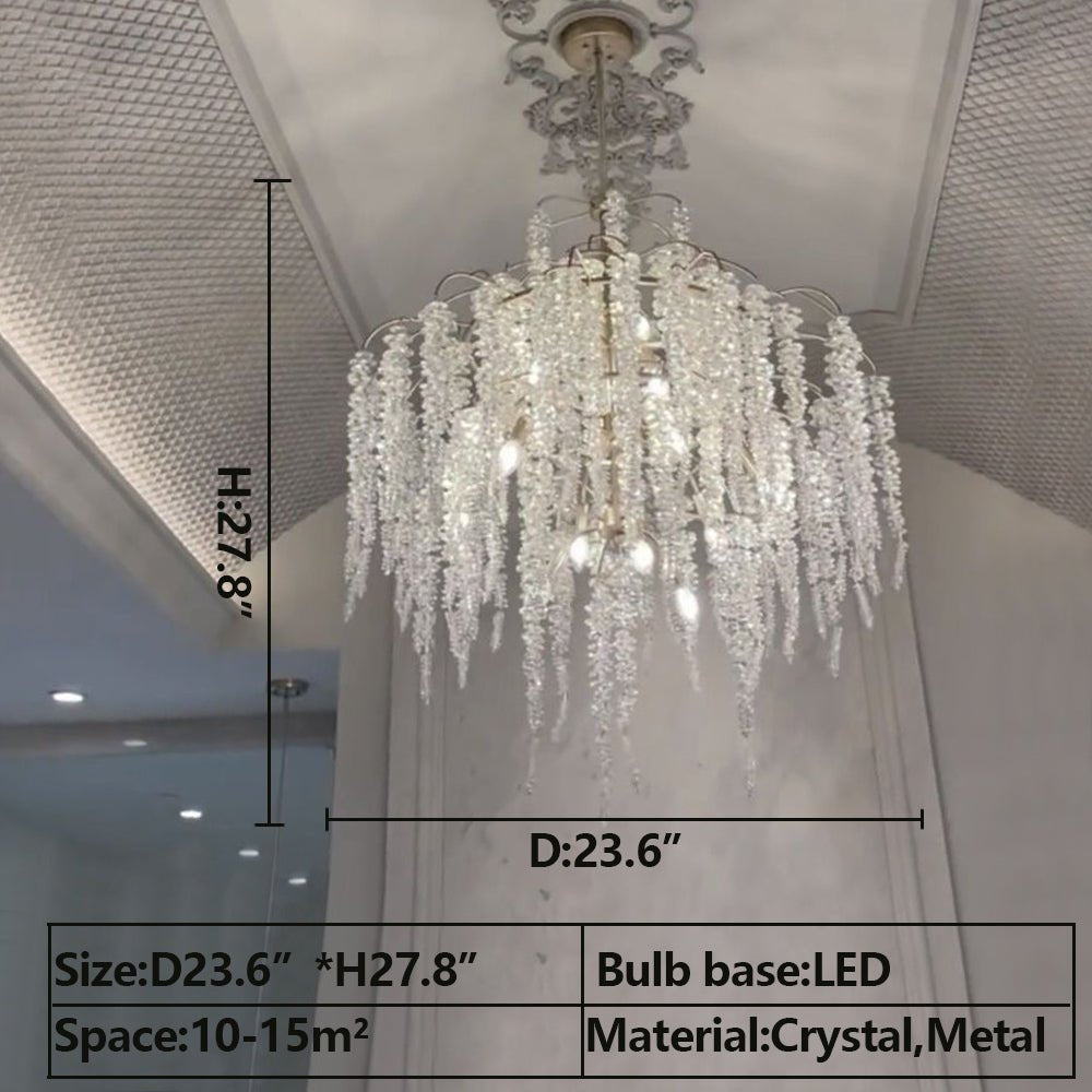 Light Luxury Silver Flower Branch Chandelier with Icicle Details for Bedroom Dining Room and Hallway - 9 Lights/D 23.6"*H 27.8"Warm LightManorlights
