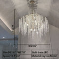 Light Luxury Silver Flower Branch Chandelier with Icicle Details for Bedroom Dining Room and Hallway - 9 Lights/D 23.6"*H 27.8"Warm LightManorlights