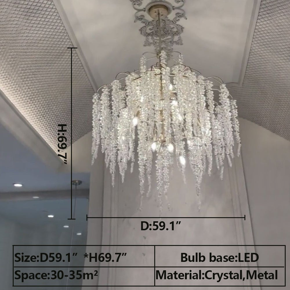 Light Luxury Silver Flower Branch Chandelier with Icicle Details for Bedroom Dining Room and Hallway - 32 Lights/D 59.1"*H 69.7"Warm LightManorlights