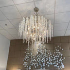 Light Luxury Silver Flower Branch Chandelier with Icicle Details for Bedroom Dining Room and Hallway - 9 Lights/D 23.6"*H 27.8"Warm LightManorlights