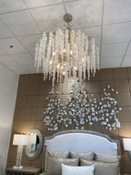 Light Luxury Silver Flower Branch Chandelier with Icicle Details for Bedroom Dining Room and Hallway - 9 Lights/D 23.6"*H 27.8"Warm LightManorlights