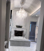 Light Luxury Silver Flower Branch Chandelier with Icicle Details for Bedroom Dining Room and Hallway - 9 Lights/D 23.6"*H 27.8"Warm LightManorlights