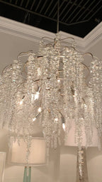 Light Luxury Silver Flower Branch Chandelier with Icicle Details for Bedroom Dining Room and Hallway - 9 Lights/D 23.6"*H 27.8"Warm LightManorlights