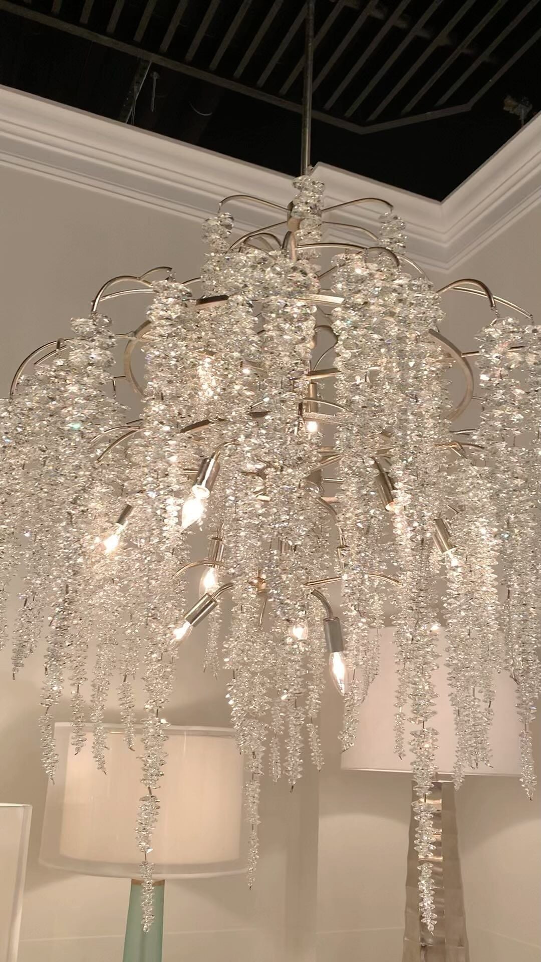 Light Luxury Silver Flower Branch Chandelier with Icicle Details for Bedroom Dining Room and Hallway - 9 Lights/D 23.6"*H 27.8"Warm LightManorlights