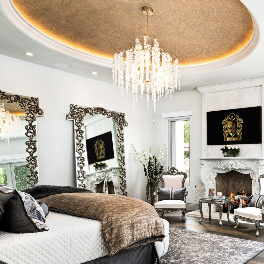 Light Luxury Silver Flower Branch Chandelier with Icicle Details for Bedroom Dining Room and Hallway - 9 Lights/D 23.6"*H 27.8"Warm LightManorlights